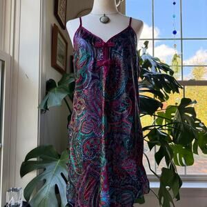 90s Silky Paisley Slip Dress Medium Inner Most